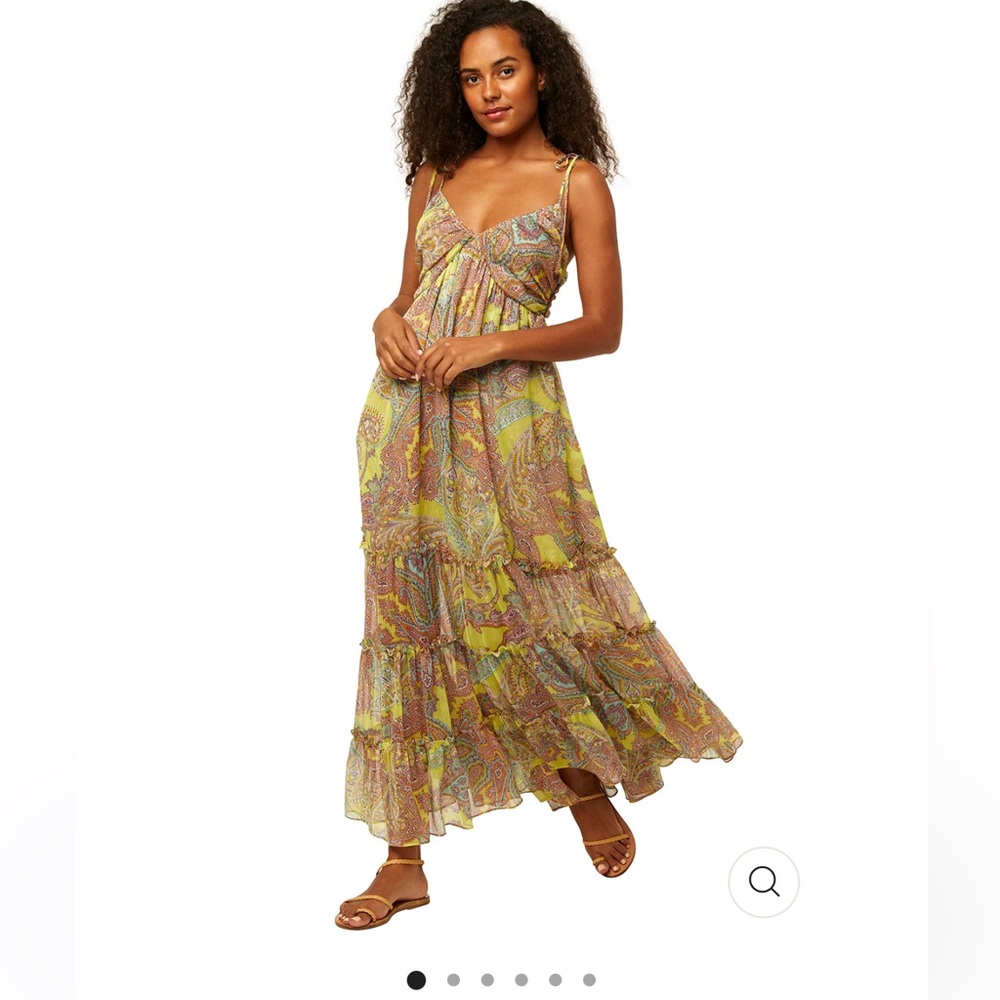 Misa Los Angeles Paisley Maxi Dress - Yellow and Green